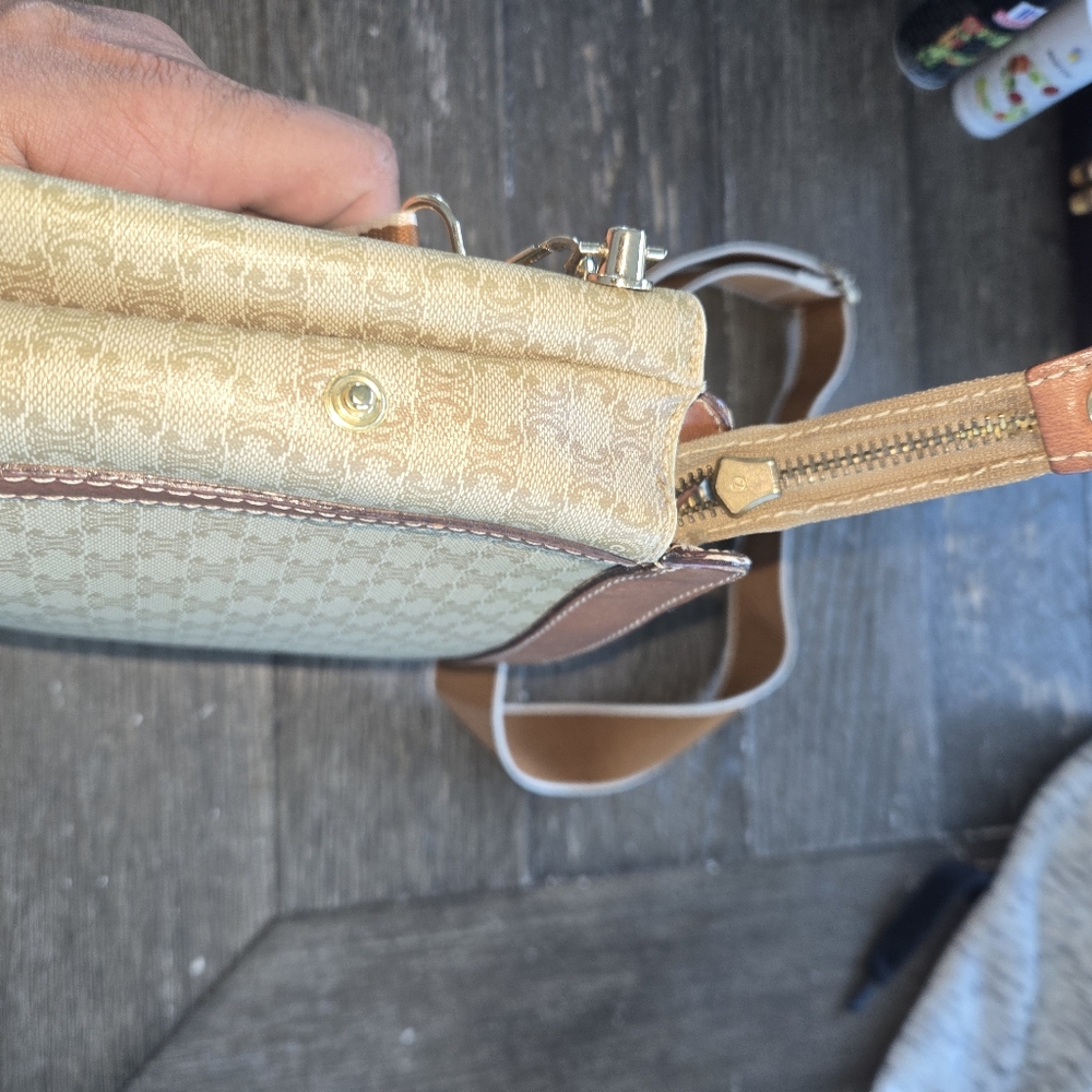 Celine Tan and Brown Crossbody Bag with Signature Style - Picture 10 of 13